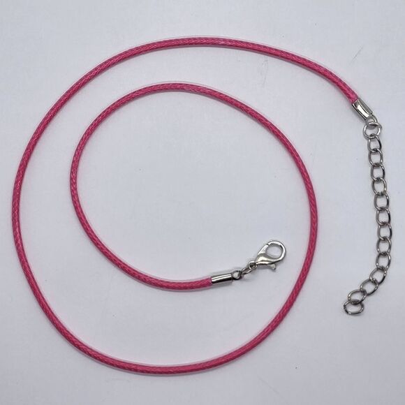 🏖 Cord Necklace With Clasp Adjustable Braided Rope 2mm Pink - Picture 1 of 1